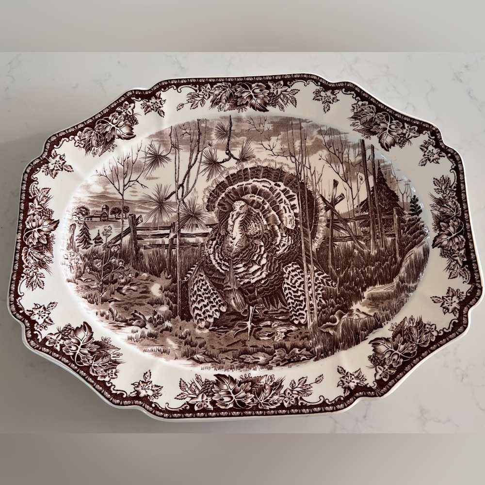 Wedgewood “His Majesty” Turkey Thanksgiving Holiday Platter Williams Sonoma.